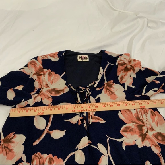 Show Me Your Mumu Sz Small Thunder Bird Dress Floral Mini Navy Blue Pink Lined - Picture 12 of 14